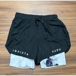 Invicta Kuru Anime x Gym Satoru Gojo 2-in-1 Athletic Shorts Mens Sz Small Black